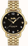 Coach Delancey Black Dial Gold Steel Strap Watch for Women - 14502813 Authentic Buy Shop Now