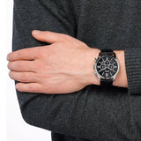 Hugo Boss Ambassador Chronograph Quartz Black Dial Black Leather Strap Watch For Men - HB1513194 Authentic Buy Shop Now