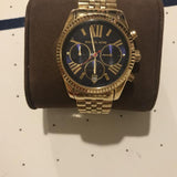 Michael Kors Lexington Chronograph Blue Dial Gold Steel Strap Watch For Women - MK6206 Authentic Buy Shop Now