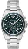 Emporio Armani Sportivo Chronograph Blue Dial Silver Steel Strap Watch For Men - AR6090 Authentic Buy Shop Now