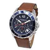 Coach Kent Chronograph Blue Dial Brown Leather Strap Watch for Men - 14602560 Authentic Buy Shop Now