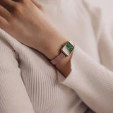 Daniel Wellington Quadro Melrose Green Dial Rose Gold Mesh Strap Watch For Women - DW00100437 Authentic Buy Shop Now