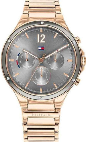 Tommy Hilfiger Eve Chronograph Quartz Grey Dial Rose Gold Steel Strap Watch For Women - 1782277 Authentic Buy Shop Now