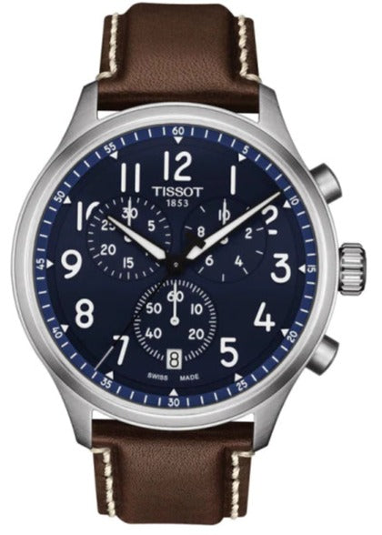 Tissot Chrono XL Vintage Blue Dial Brown Leather Strap Watch For Men - T116.617.16.042.00 Authentic Buy Shop Now