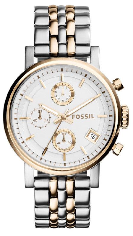 Fossil Original Boyfriend Analog White Dial Two Tone Steel Strap Watch for Women - ES3746 Authentic Buy Shop Now