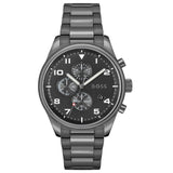 Hugo Boss View Chronograph Grey Dial Grey Steel Strap Watch For Men - 1513991 Authentic Buy Shop Now