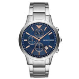 Emporio Armani Renato Chronograph Blue Dial Silver Steel Strap Watch For Men - AR11458 Authentic Buy Shop Now