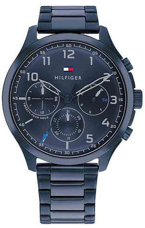 Tommy Hilfiger Asher Chronograph Blue Dial Blue Steel Strap Watch For Men - 1791853 Authentic Buy Shop Now