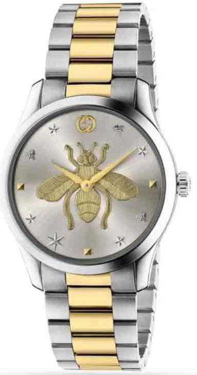 Gucci G Timeless Silver Dial Two Tone Steel Strap Watch For Women - YA1264131 Authentic Buy Shop Now