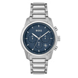 Hugo Boss Trace Chronograph Quartz Blue Dial Silver Steel Strap Watch For Men - 1514007 Authentic Buy Shop Now