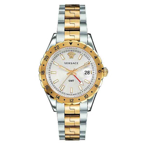 Versace Hellenyium GMT Silver Dial Two Tone Steel Strap Watch for Men - V11030015 Authentic Buy Shop Now