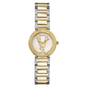 Versace Virtus Quartz White Dial Two Tone Steel Strap Watch For Women - VET300721 Authentic Buy Shop Now