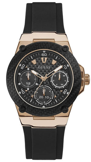 Guess Zena Chronograph Black Dial Black Rubber Strap Watch For Women - W1094L6 Authentic Buy Shop Now