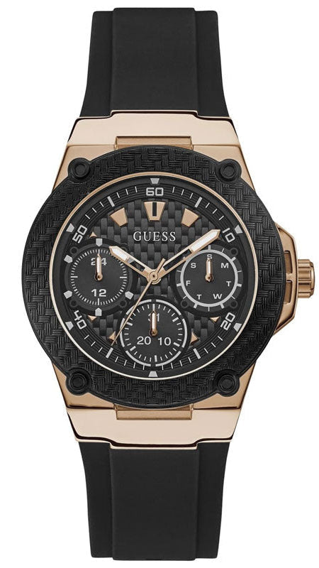 Guess Zena Chronograph Black Dial Black Rubber Strap Watch For Women - W1094L6 Authentic Buy Shop Now