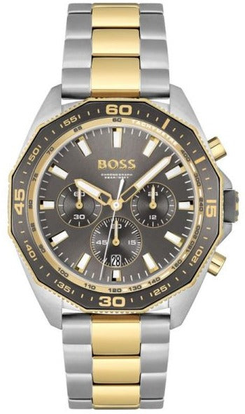 Hugo Boss Energy Chronograph Grey Dial Two Tone Steel Strap Watch For Men - 1513974 Authentic Buy Shop Now