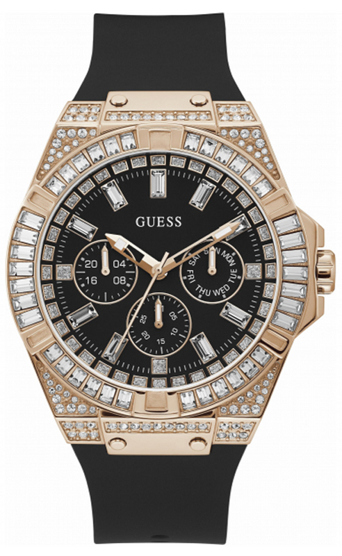 Guess Zeus Multifunction Crystals Black Dial Black Silicone Strap Watch For Men - GW0208G4 Authentic Buy Shop Now
