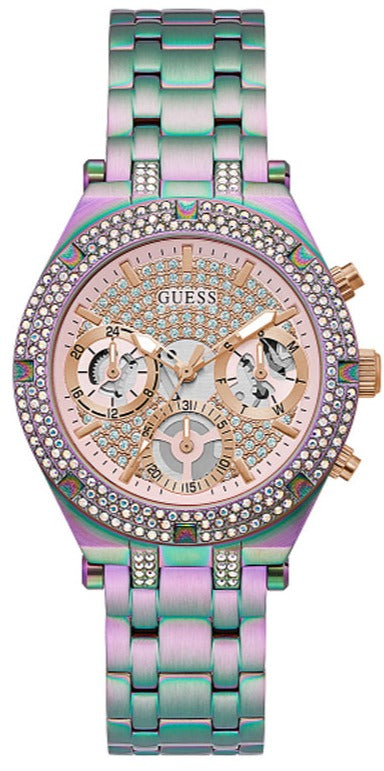 Guess Heiress Multifunction Diamonds Purple Dial Purple Steel Strap Watch for Women - GW0440L3 Authentic Buy Shop Now