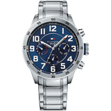Tommy Hilfiger Trent Chronograph Blue Dial Silver Steel Strap Watch for Men - 1791053 Authentic Buy Shop Now