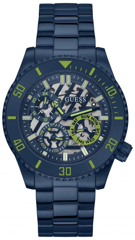 Guess Axle Multifunction Navy Blue Dial Blue Steel Strap Watch For Men - GW0488G4 Authentic Buy Shop Now