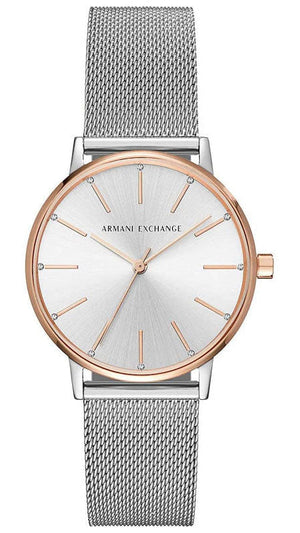 Armani Exchange Lola Analog White Dial Silver Mesh Strap Watch For Women - AX5537 Authentic Buy Shop Now
