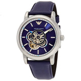 Emporio Armani Luigi Chronograph Blue Dial Black Leather Strap Watch For Men - AR60011 Authentic Buy Shop Now