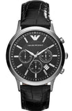 Emporio Armani Renato Chronograph Black Dial Black Leather Strap Watch For Men - AR2447 Authentic Buy Shop Now