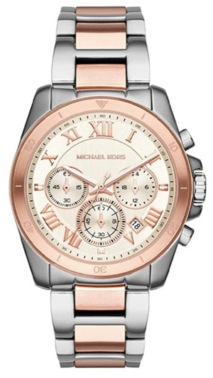 Michael Kors Brecken Chronograph White Dial Two Tone Steel Strap Watch For Women - MK6368 Authentic Buy Shop Now