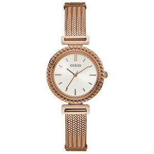 Guess Monroe Silver Dial Rose Gold Steel Strap Watch For Women - W1152L3 Authentic Buy Shop Now