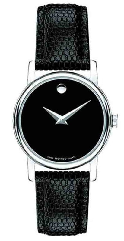 Movado Museum Black Dial Black Leather Strap Watch For Women - 2100004 Authentic Buy Shop Now