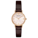 Emporio Armani Classic Quartz Pink Dial Brown Leather Strap Watch For Women - AR1911 Authentic Buy Shop Now