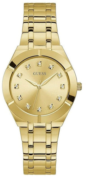 Guess Crystalline Diamonds Gold Dial Gold Steel Strap Watch for Women - GW0114L2 Authentic Buy Shop Now