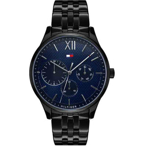 Tommy Hilfiger Damon Quartz Chronograph Blue Dial Black Steel Strap Watch for Men - 1791454 Authentic Buy Shop Now