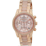 Michael Kors Ritz Chronograph Rose Gold Dial Rose Gold Steel Strap Watch for Women - MK6077 Authentic Buy Shop Now
