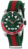 Gucci Dive Quartz Green Dial Two Tone NATO Strap Watch For Men - YA136339 Authentic Buy Shop Now