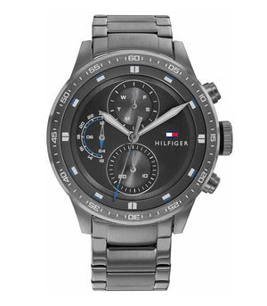 Tommy Hilfiger Trent Chronograph Grey Dial Grey Steel Strap Watch For Men - 1791806 Authentic Buy Shop Now