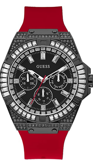 Guess Mainline Multifunction Crystals Black Dial Red Silicone Strap Watch For Men - GW0208G6 Authentic Buy Shop Now
