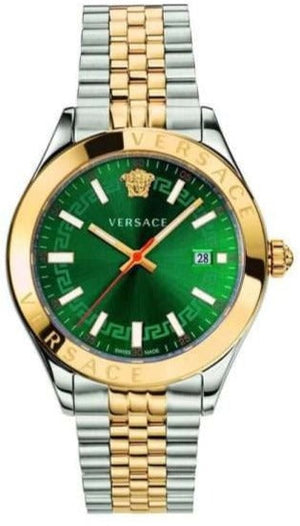 Versace Hellenyium Quartz Green Dial Two Tone Steel Strap Watch For Men - VEVI00620 Authentic Buy Shop Now