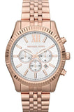 Michael Kors Lexington Chronograph White Dial Rose Gold Steel Strap Watch For Women - MK8313 Authentic Buy Shop Now