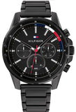 Tommy Hilfiger Mason Chronograph Black Dial Black Steel Strap Watch For Men - 1791935 Authentic Buy Shop Now