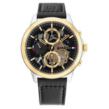 Tommy Hilfiger Henry Chronograph Black Dial Black Leather Strap Watch For Men - 1710474 Authentic Buy Shop Now