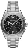 Emporio Armani Federico Chronograph Black Dial Silver Steel Strap Watch For Men - AR11560 Authentic Buy Shop Now