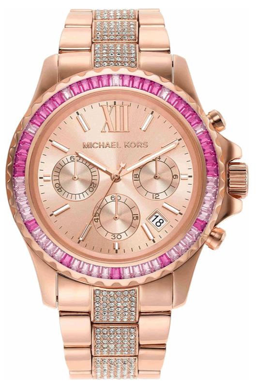 Michael Kors Everest Chronograph Rose Gold Dial Rose Gold Steel Strap Watch For Women - MK7211 Authentic Buy Shop Now