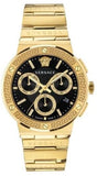 Versace Greca Chronograph Black Dial Gold Steel Strap Watch For Men - VEZ900421 Authentic Buy Shop Now