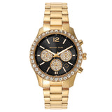 Michael Kors Berkley Chronograph Black Dial Gold Steel Strap Watch For Women - MK7414 Authentic Buy Shop Now