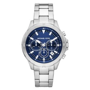 Michael Kors Grayson Chronograph Blue Dial Silver Steel Strap Watch For Men - MK9107 Authentic Buy Shop Now