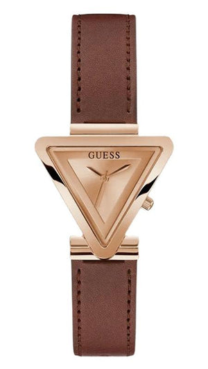 Guess Fame Quartz Rose Gold Dial Brown Leather Strap Watch For Women - GW0548L2 Authentic Buy Shop Now