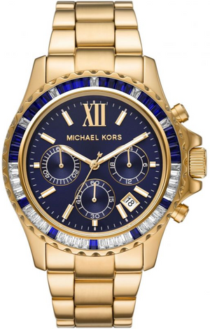 Michael Kors Everest Chronograph Blue Dial Gold Steel Strap Watch For Women - MK6971 Authentic Buy Shop Now