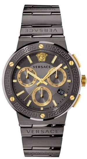 Versace Greca Icon Quartz Black Dial Black Steel Strap Watch For Men - VEZ900521 Authentic Buy Shop Now