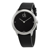 Calvin Klein Minimal Diamonds Black Dial Black Leather Strap Watch for Men - K3M211CS Authentic Buy Shop Now