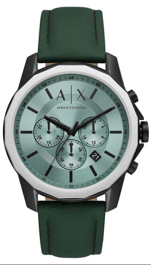 Armani Exchange Banks Chronograph Green Dial Green Leather Strap Watch For Men - AX1725 Authentic Buy Shop Now